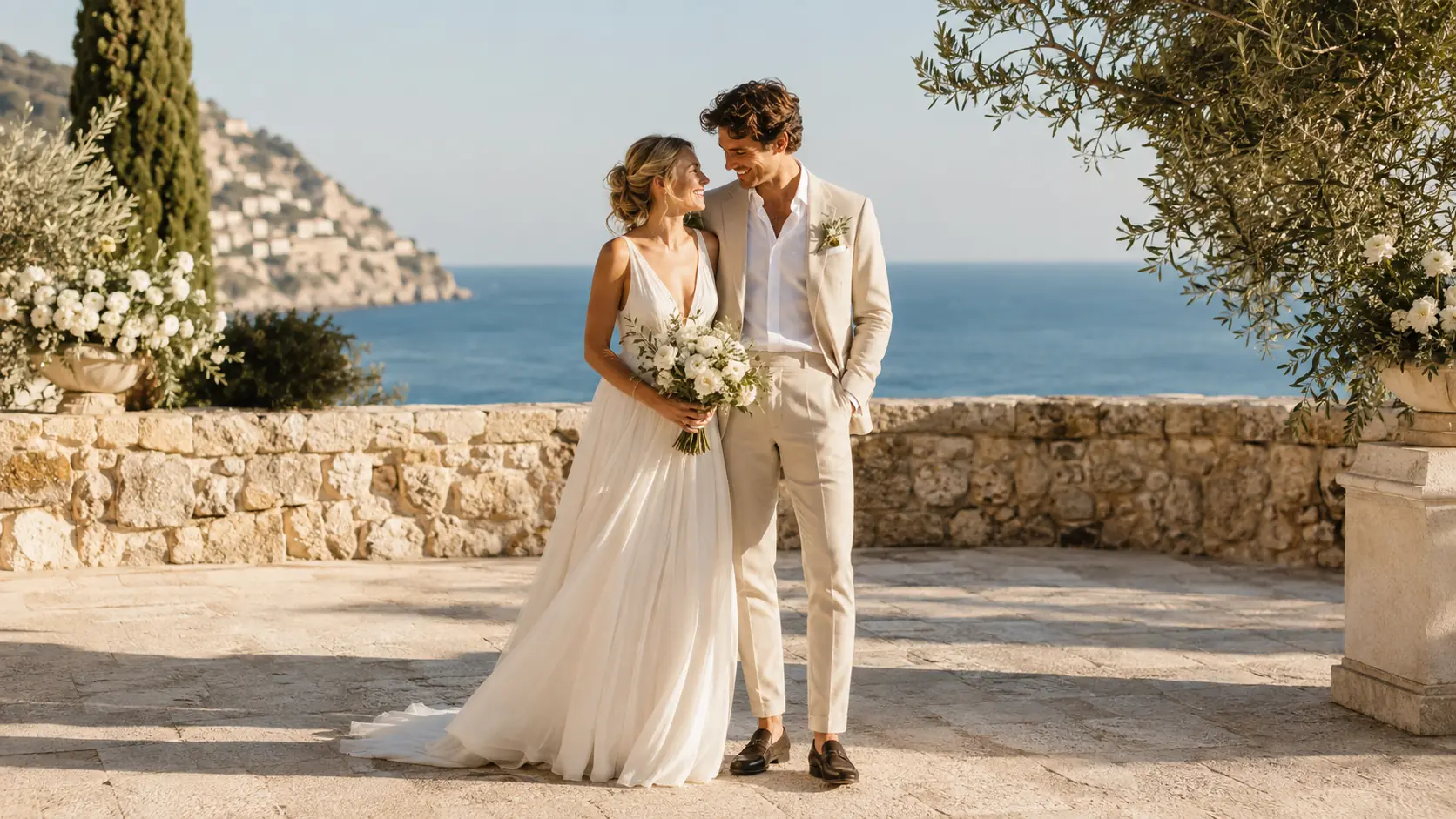 Destination wedding overlooking the Mediterranean