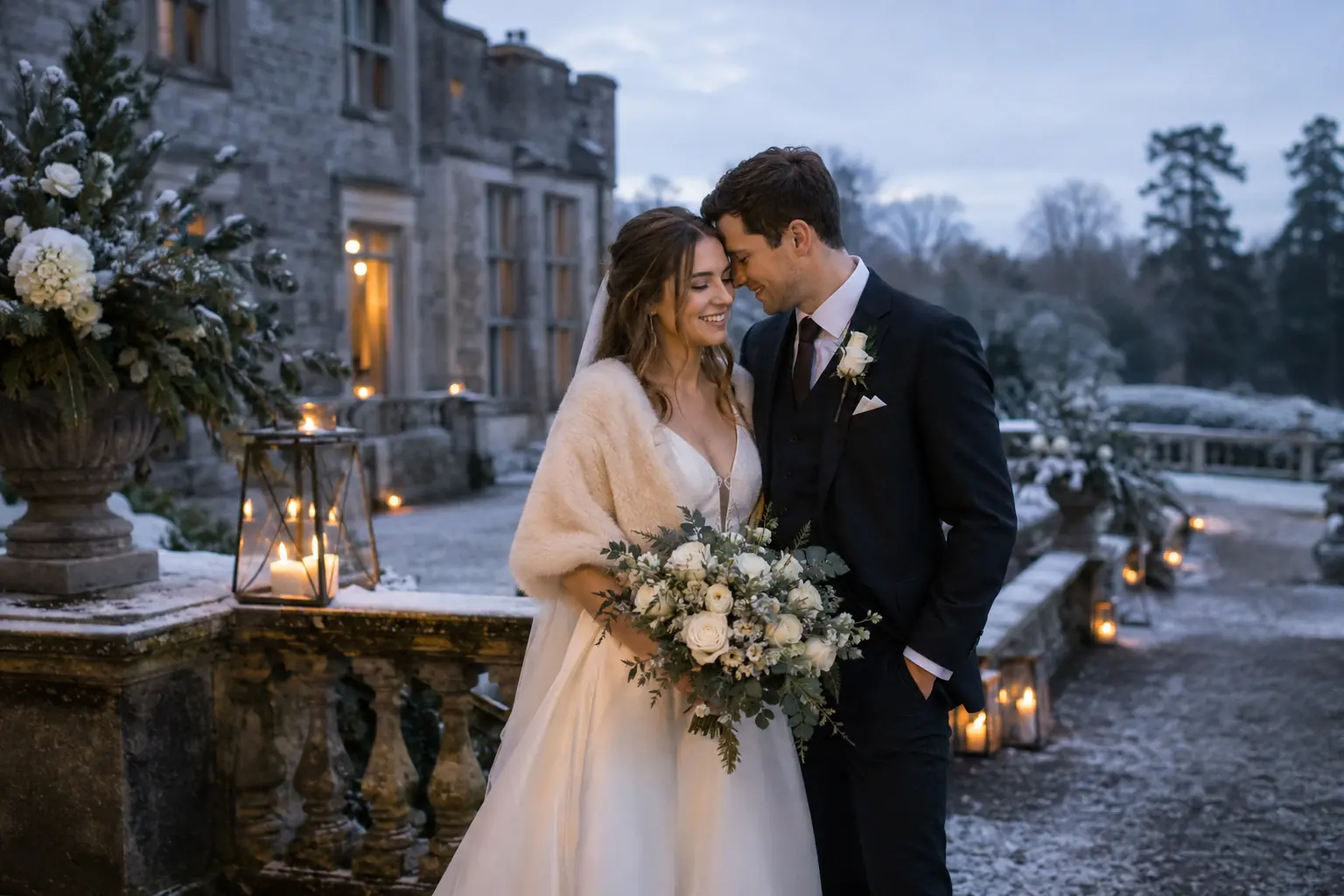 Candlelit winter wedding celebration